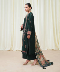 3 Piece - Embroidered Cotton Satin Suit