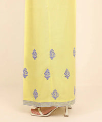 Embroidered Raw Silk Flared Pants