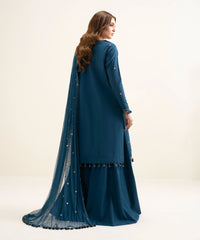 3 Piece - Embroidered Raw Silk Suit