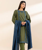 3 Piece - Embroidered Dobby Suit