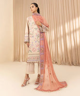 3 Piece - Embroidered Dobby Suit