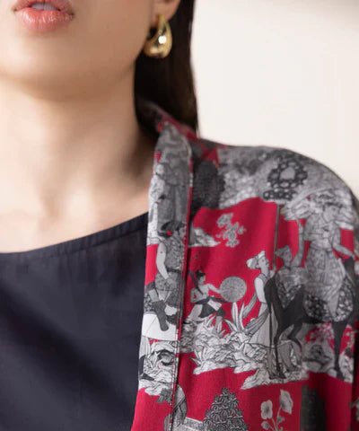 2 Piece - Printed Cotton Satin Suit