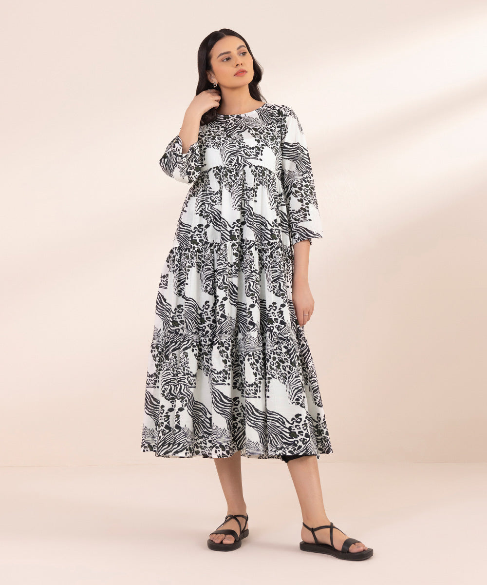 Printed Lawn Tier Dress