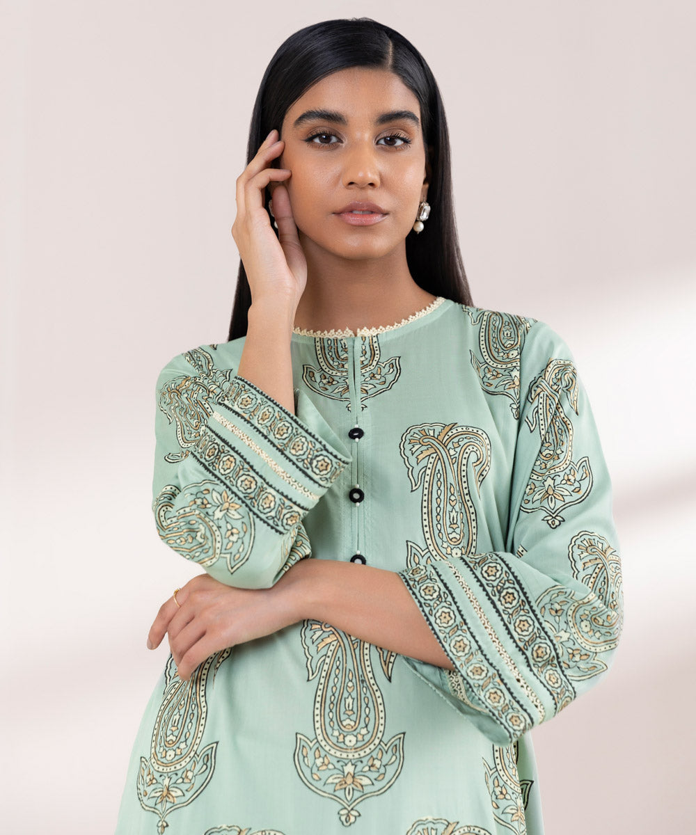 Block Printed Arabic Lawn Shirt