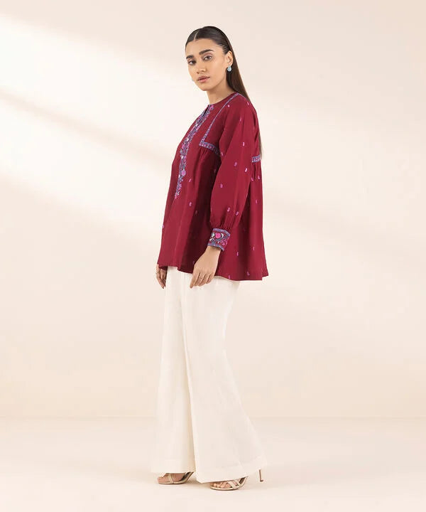 Embroidered Cambric Peplum