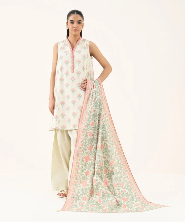 2 Piece - Printed Cotton Suit