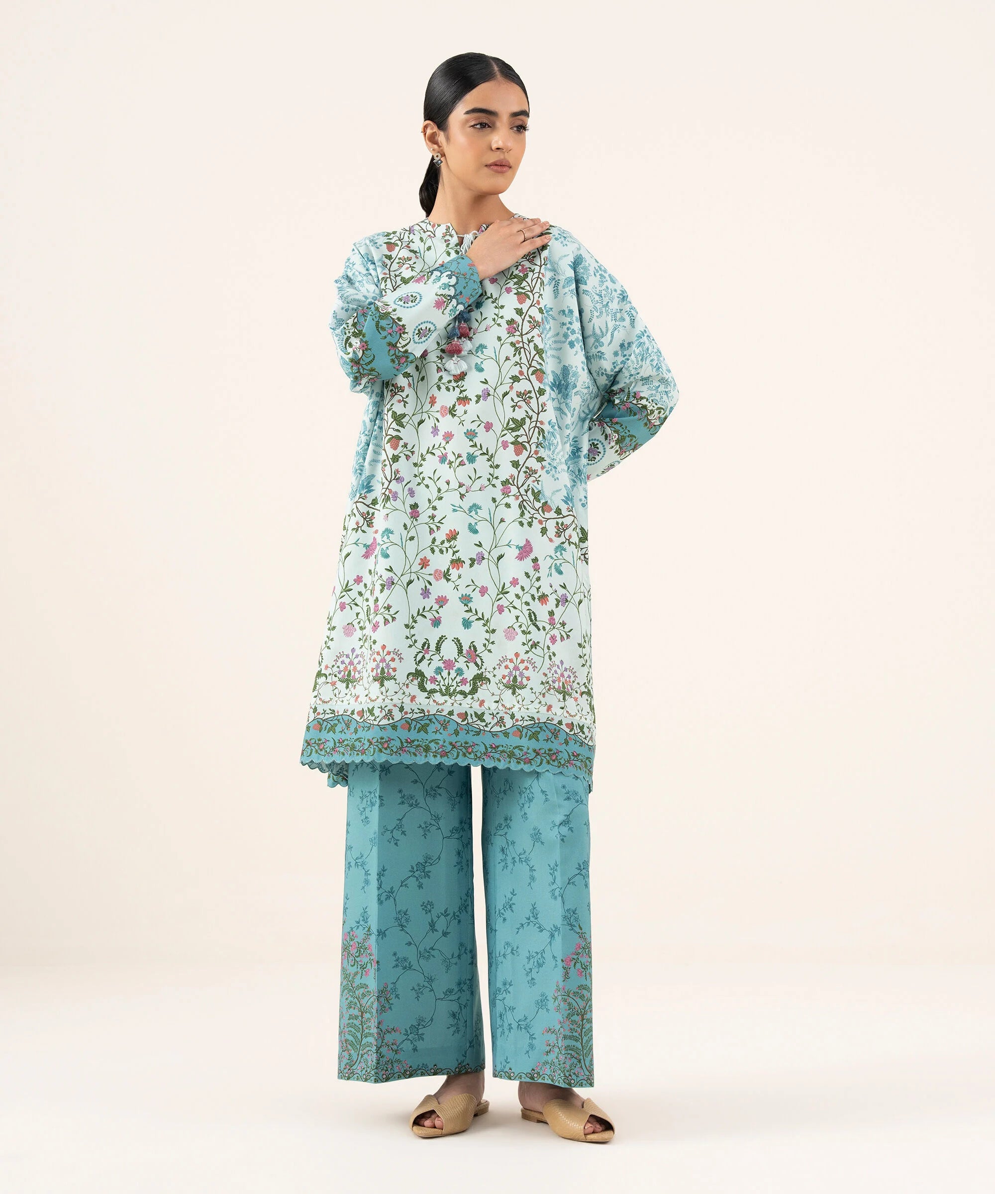 2 Piece - Printed Viscose Khaddar Suit