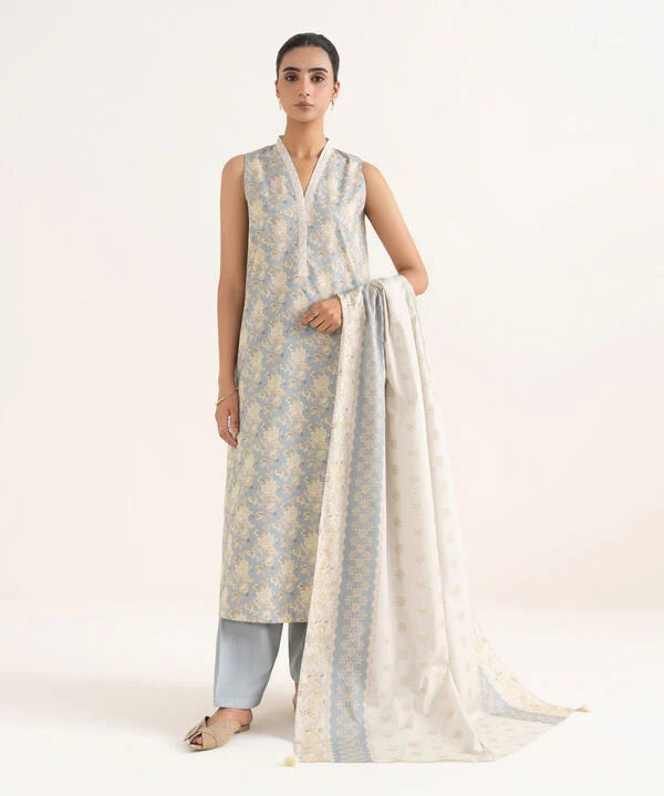 3 Piece - Printed Cotton Suit