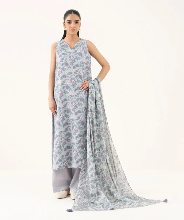 3 Piece - Printed Cotton Suit