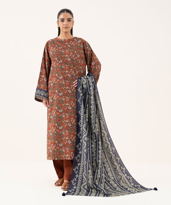 3 Piece - Printed Cotton Suit