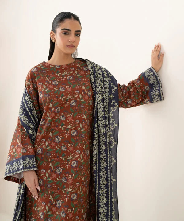 3 Piece - Printed Cotton Suit