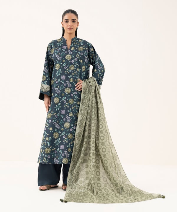 3 Piece - Printed Cotton Suit