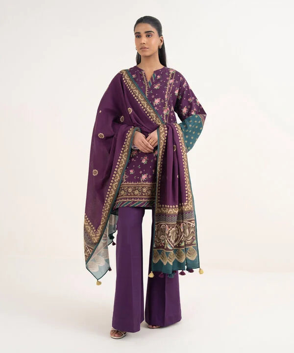 3 Piece - Printed Light Khaddar Suit