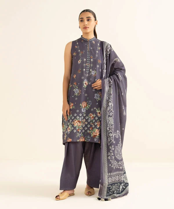 3 Piece - Printed Light Khaddar Suit