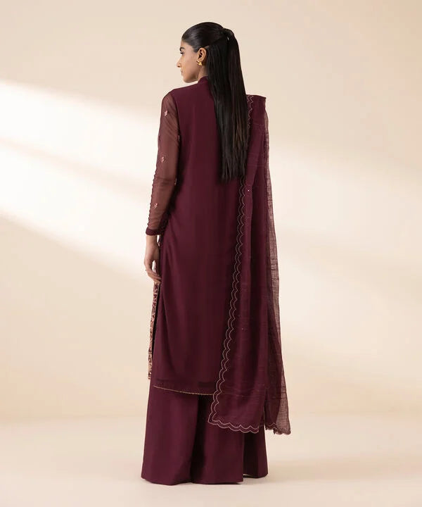 3 Piece - Embroidered Net Suit