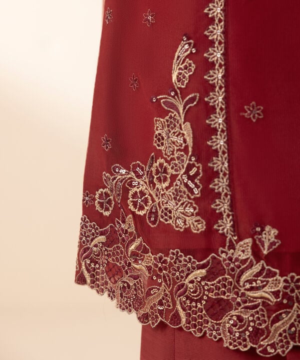 3 Piece - Embroidered Net Suit