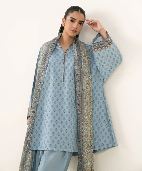 3 Piece - Printed Cotton Suit