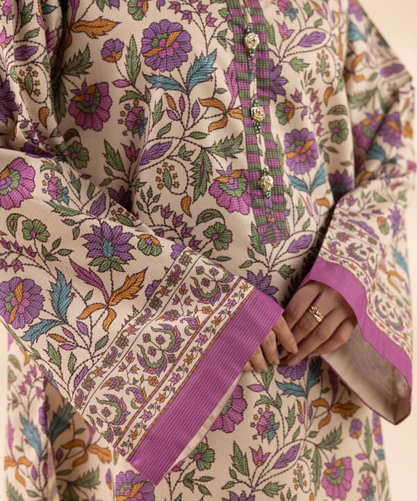 3 Piece - Printed Zari Lawn Suit