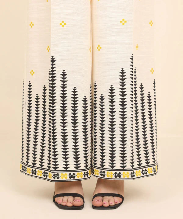 Printed Khaddar Straight Pants