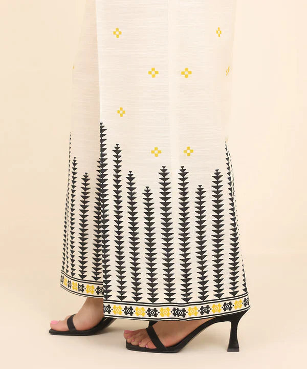 Printed Khaddar Straight Pants