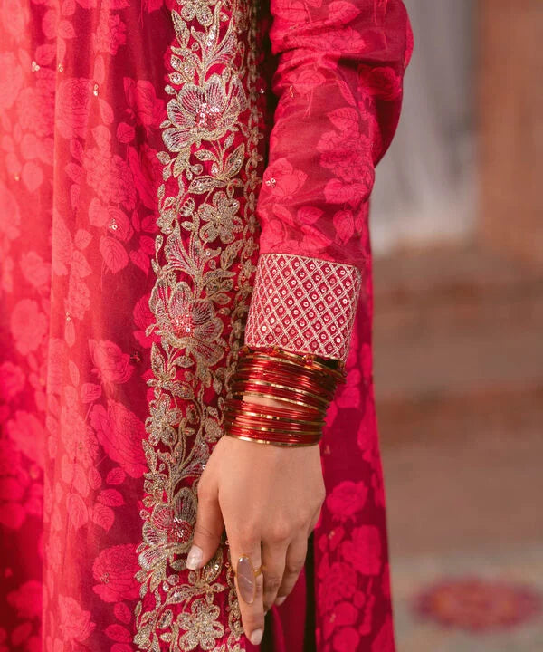 2 Piece - Embroidered Raw Silk Suit