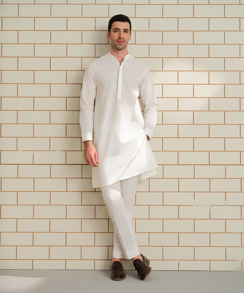 Schiffli Embroidered Cotton Suit