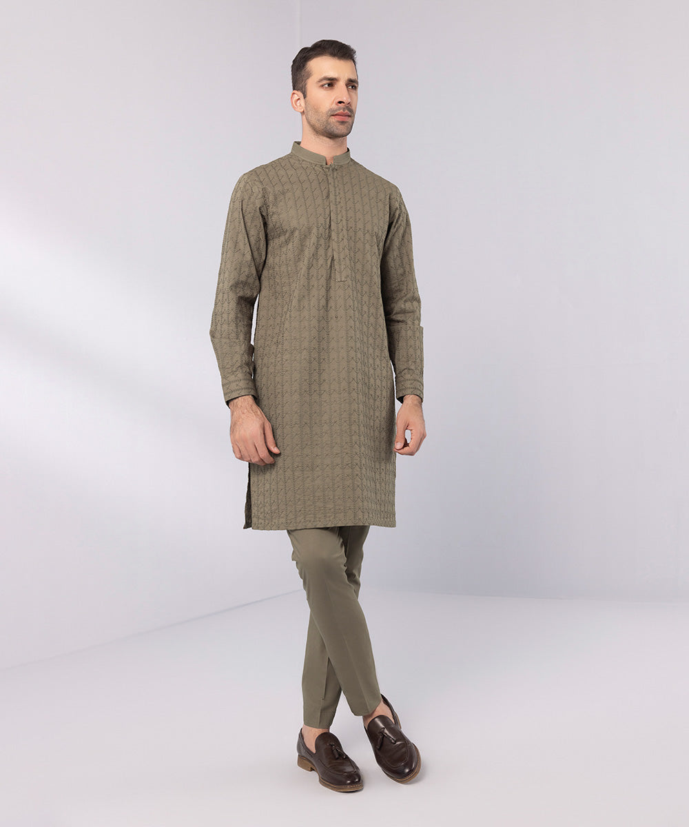 Schiffli Embroidered Cotton Suit