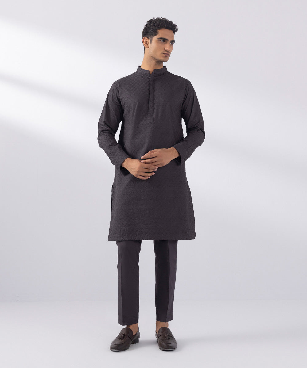 Schiffli Embroidered Cotton Suit