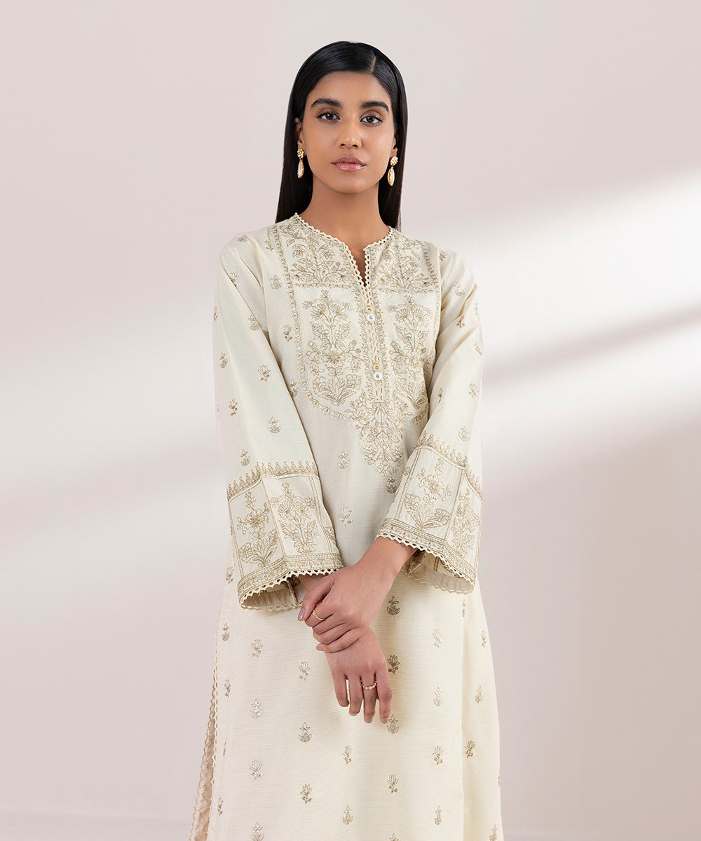 Embroidered Zari Lawn Shirt