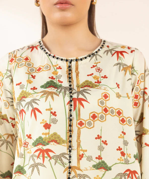 2 Piece - Embellished Silk Suit