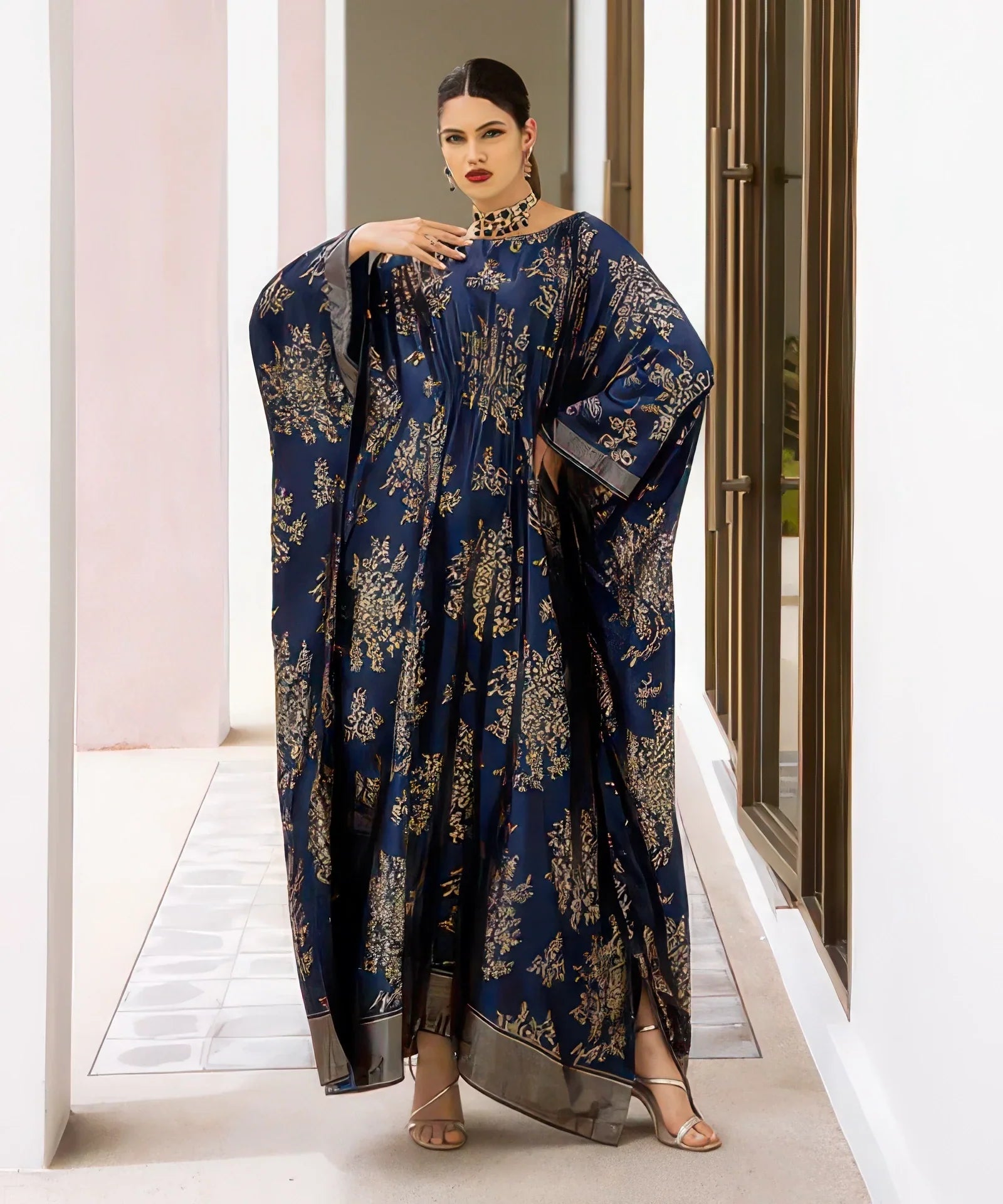 Embellished Silk Kaftan
