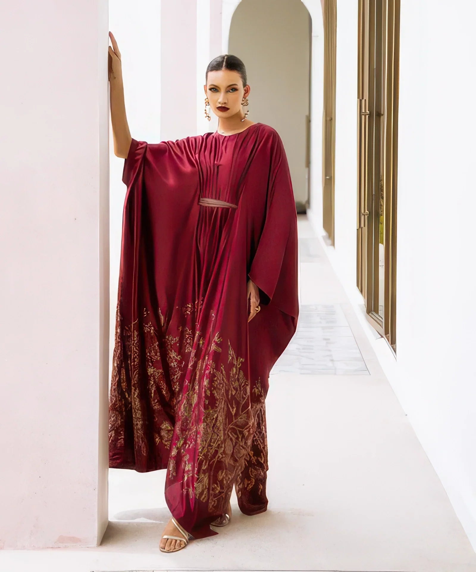 Embellished Silk Kaftan