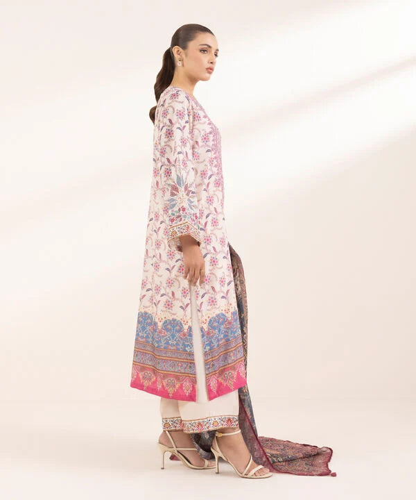 3 Piece - Printed Silk Suit