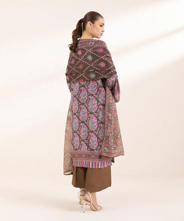 3 Piece - Printed Silk Suit