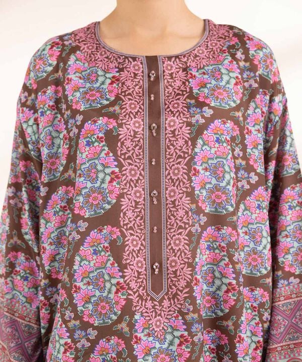 3 Piece - Printed Silk Suit