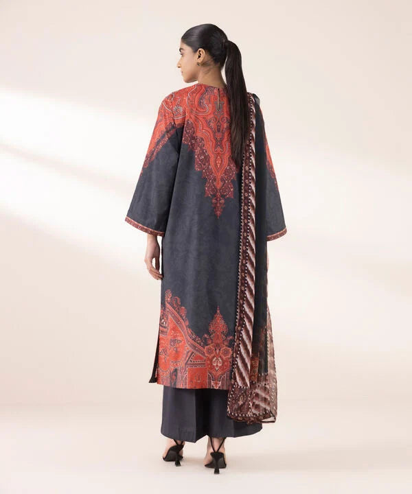 3 Piece - Printed Silk Suit