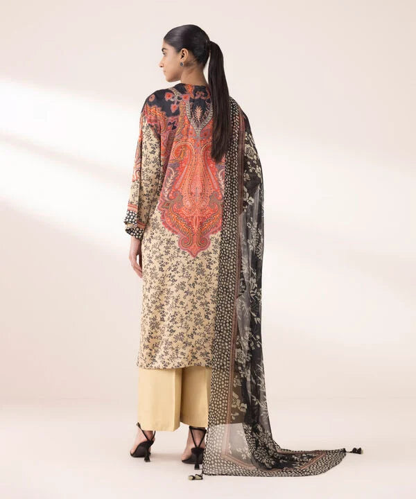 3 Piece - Printed Silk Suit