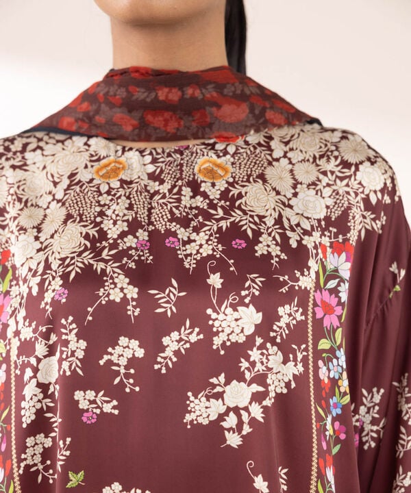 3 Piece - Printed Silk Suit