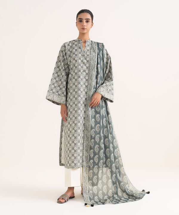 2 Piece - Printed Cotton Suit