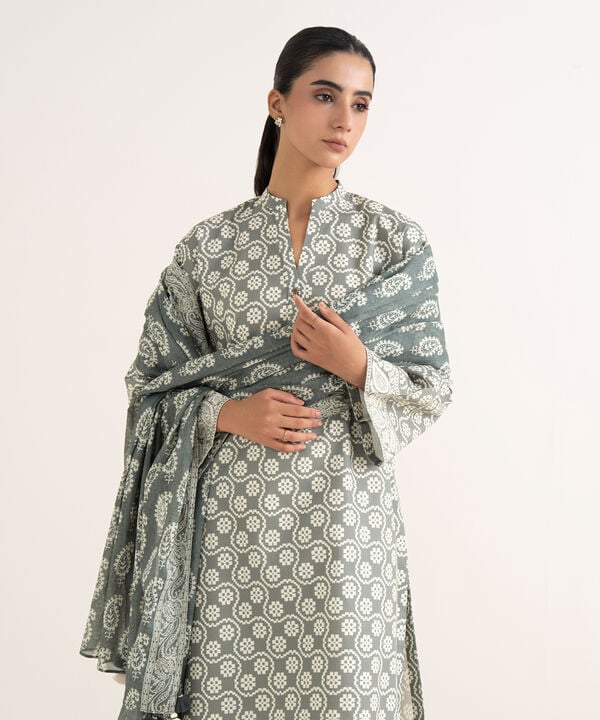 2 Piece - Printed Cotton Suit