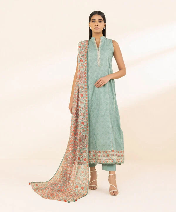 2 Piece - Printed Zari Lawn Suit