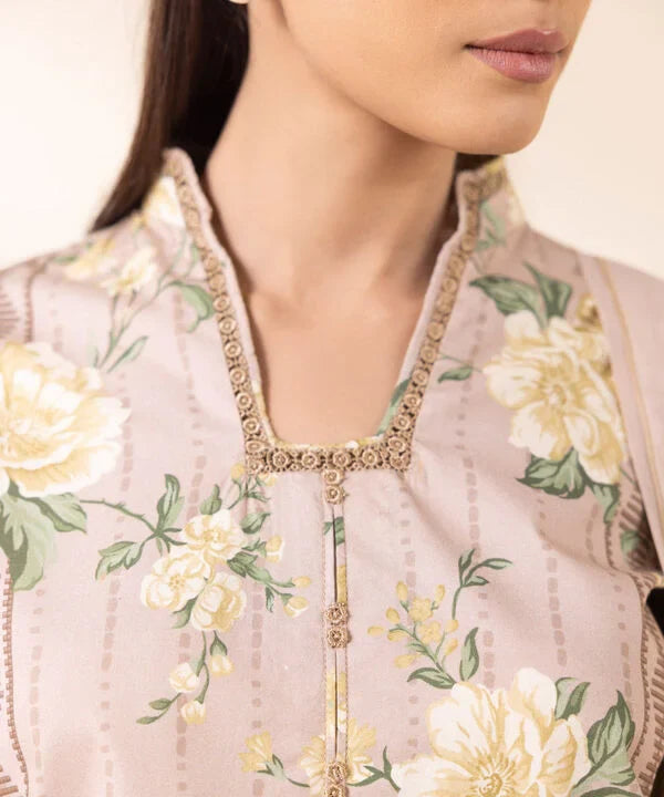 2 Piece - Embroidered Cotton Suit