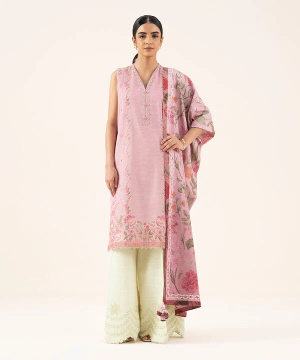 2 Piece - Embroidered Khaddar Suit