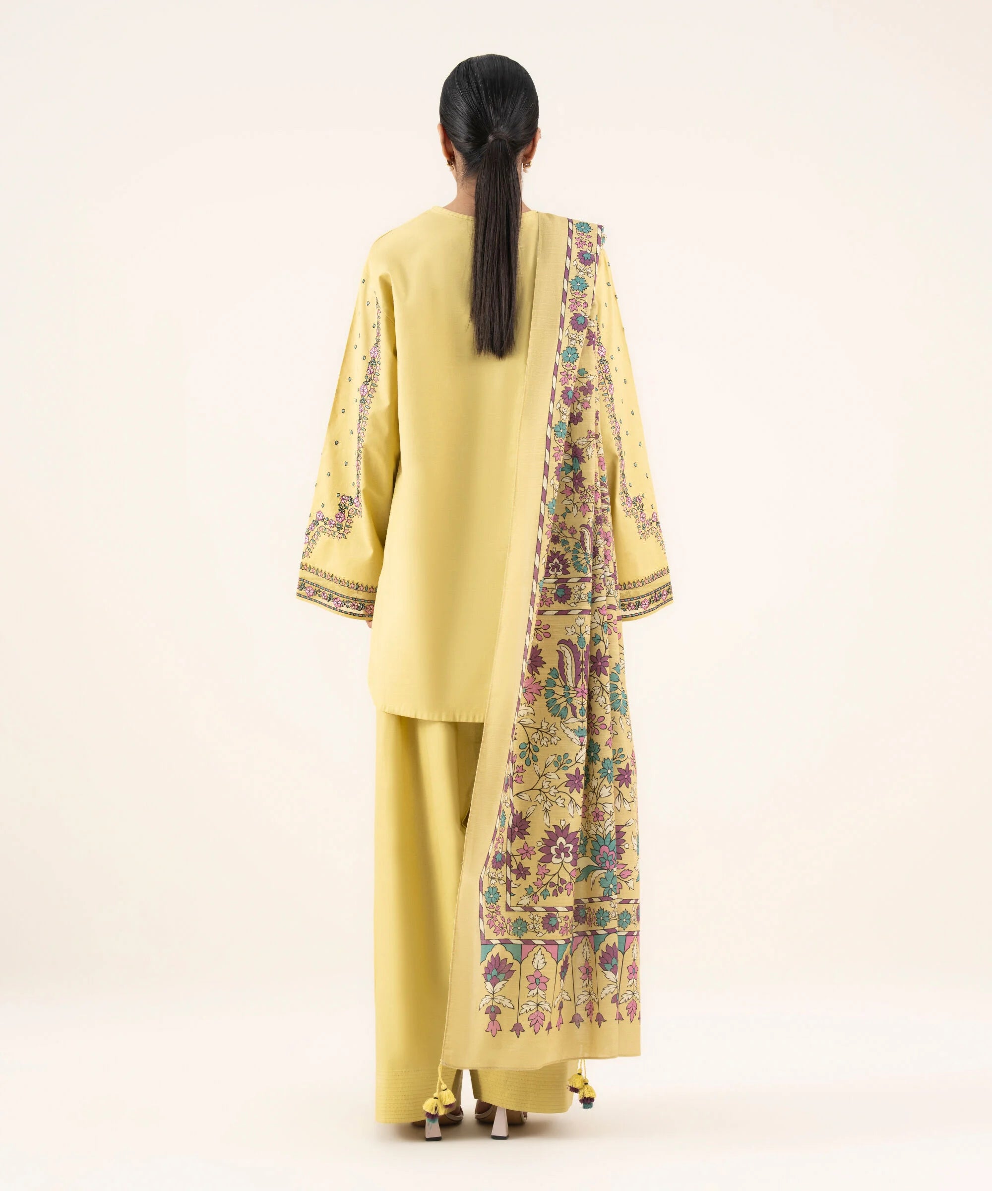 2 Piece - Embroidered Cotton Suit