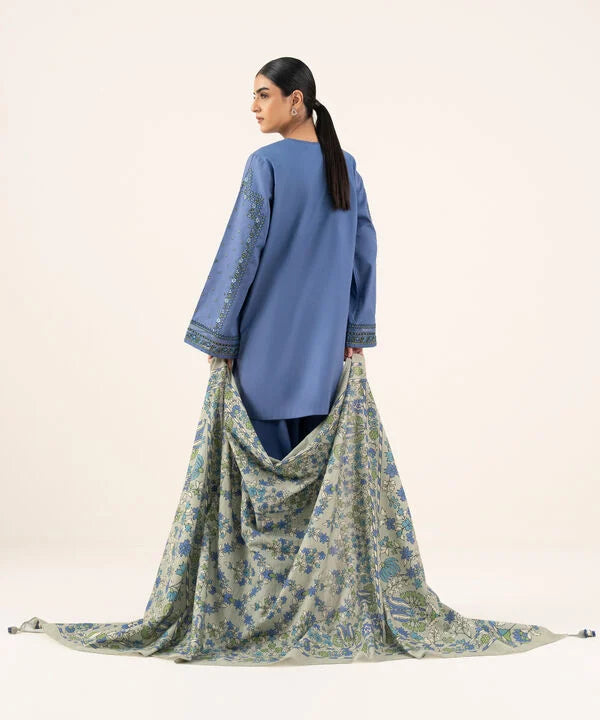 2 Piece - Embroidered Cotton Suit