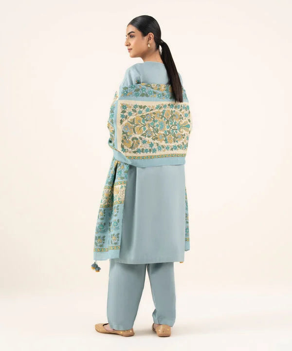 2 Piece - Embroidered Cotton Suit