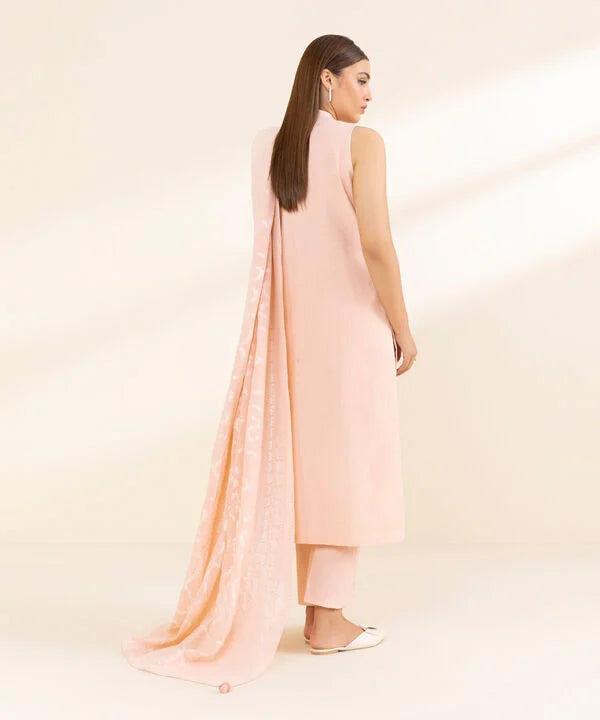 3 Piece - Embroidered Dobby Suit