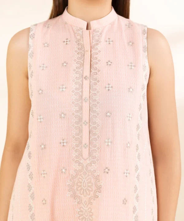 3 Piece - Embroidered Dobby Suit