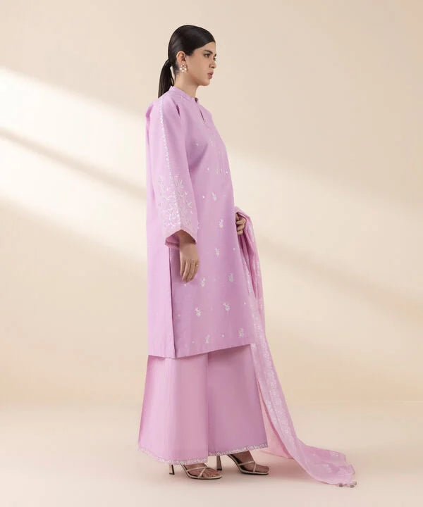 3 Piece - Embroidered Dobby Suit