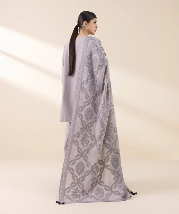 3 Piece - Embroidered Dobby Suit